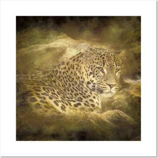 Panther Animal Wildlife Jungle Nature Adventure Watercolor Digital Painting Posters and Art